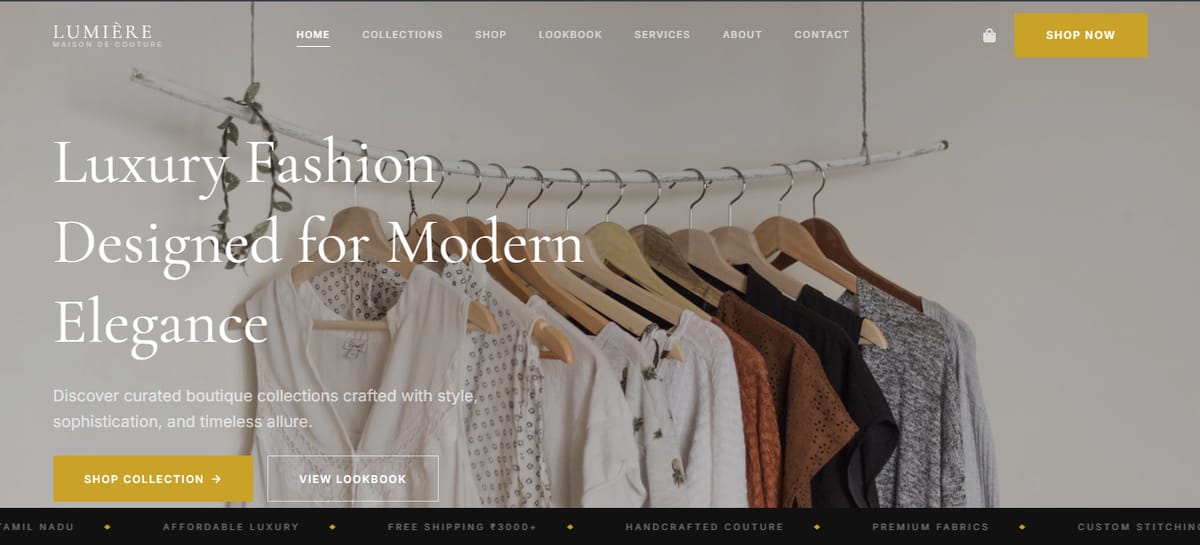 Lumière Boutique fashion website preview